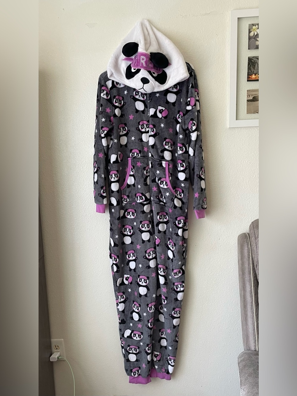 Holiday Time Union Suit Panda, Multicolor Size large (12-14) - Picture 4 of 4
